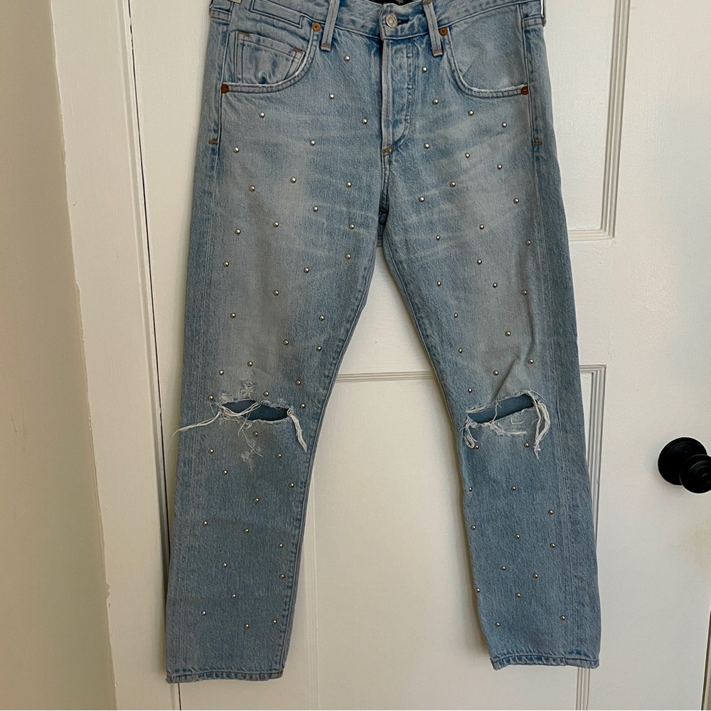 CITIZENS of HUMANITY Studded Emerson Slim Boyfriend Jeans Light,‎ Sz 24 - Picture 4 of 13
